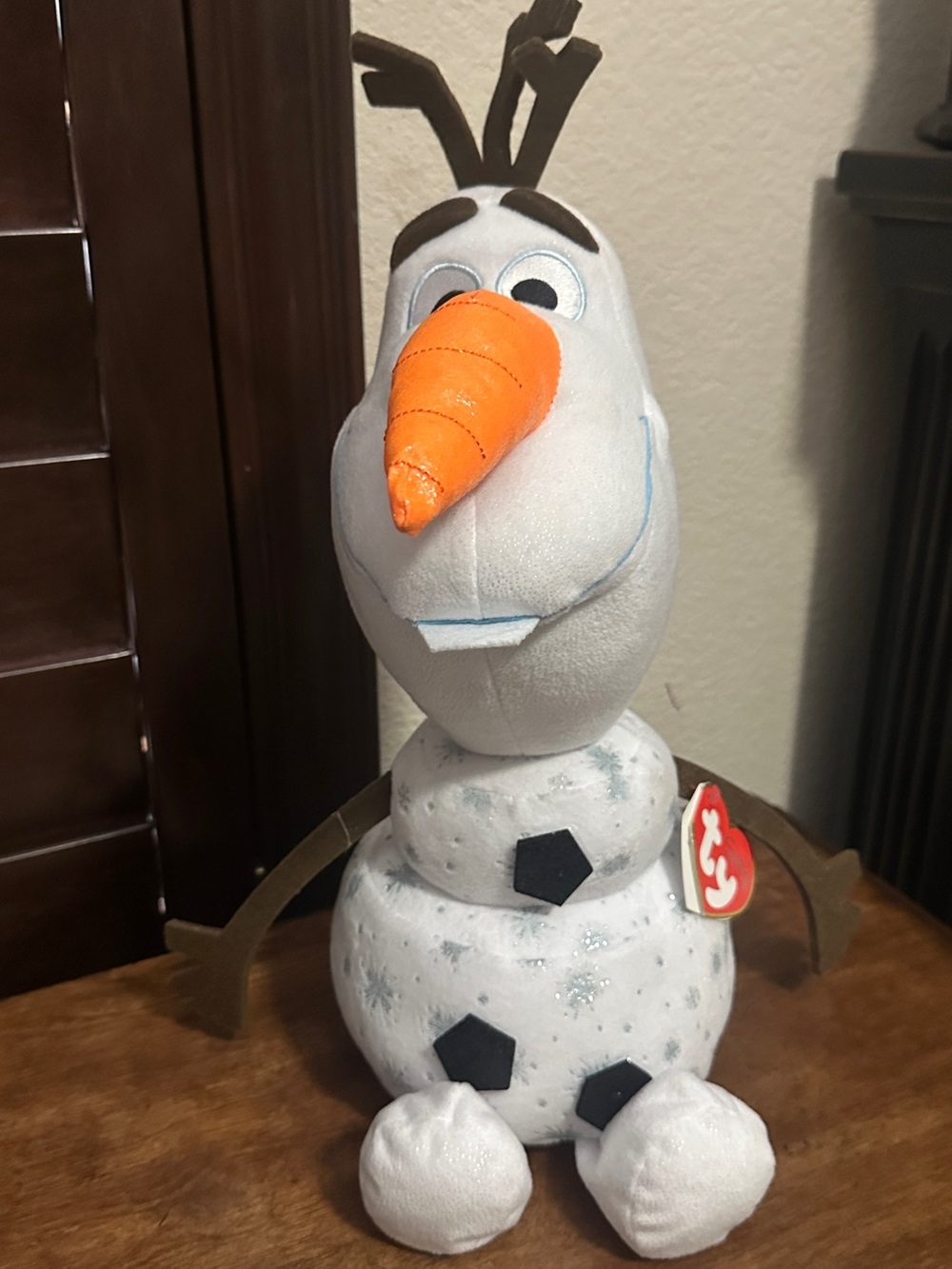 Ty Olaf Plush Snowman - White, Orange, Brown, Black